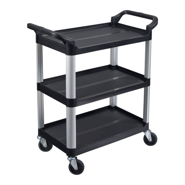 Luxor Serving Cart - Three Shelves 33.5x16.75x36.75 in Aluminum Build Locking Design with Locking Security