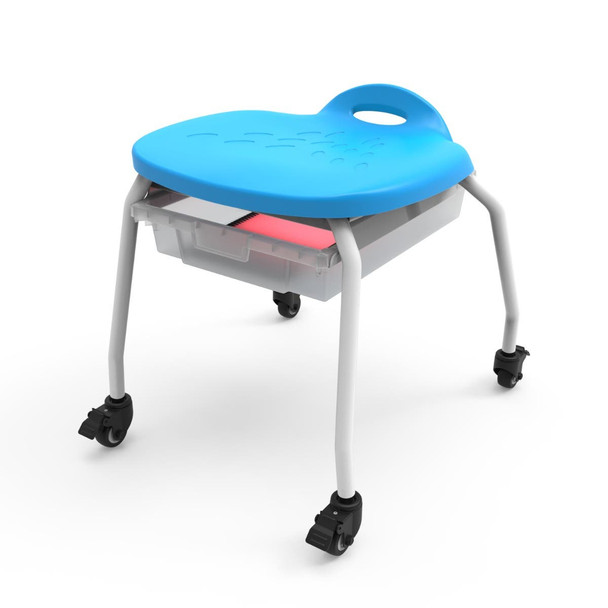 Luxor Mobile Stackable Classroom Stool with Storage, Blue/White 20 lbs Capacity Locking Design
