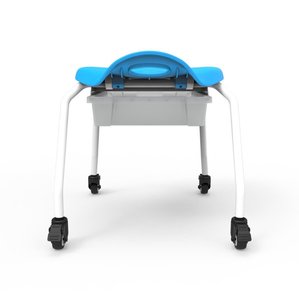 Luxor Mobile Stackable Classroom Stool with Storage, Blue/White 20 lbs Capacity Locking Design