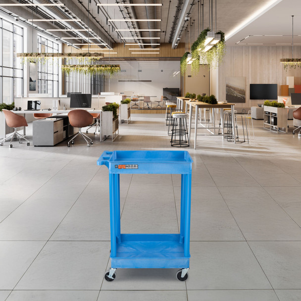 Luxor ENDURA 32" Two-Shelf Utility Cart, 24" x 18" 300 lbs. Capacity with 2 Shelves Foam Plastic Build
