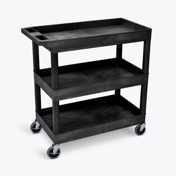 Luxor TUFFY XL Three-Shelf Multi-Purpose Utility Cart, 32" x 18" 35.25x18x36.25 in with 3 Shelves