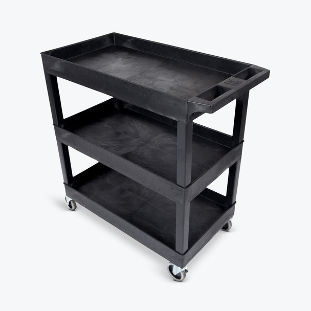 Luxor TUFFY XL Three-Shelf Multi-Purpose Utility Cart, 32" x 18" 35.25x18x36.25 in with 3 Shelves