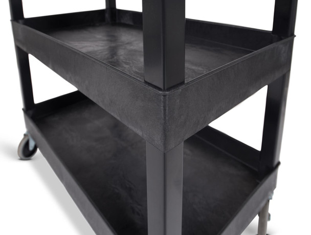 Luxor TUFFY XL Three-Shelf Multi-Purpose Utility Cart, 32" x 18" 35.25x18x36.25 in with 3 Shelves