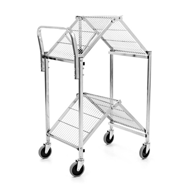 Luxor Two-Shelf Collapsible Wire Utility Cart 33.75x19.5x39.5 in with 2 Shelves Steel Build