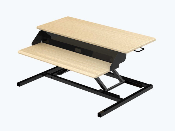 Luxor Pneumatic Height Adjustable 2-Tier Standing Desk Converter 35 lbs Capacity Commercial Grade Build