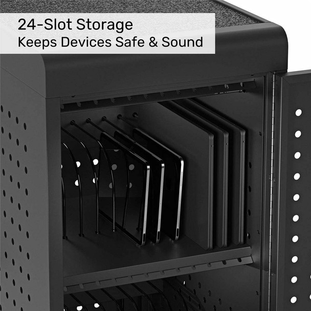 Luxor Secure Mobile Prewired USB-C Chromebook and Tablet Charging Cart for 24 devices 110 lbs Capacity
