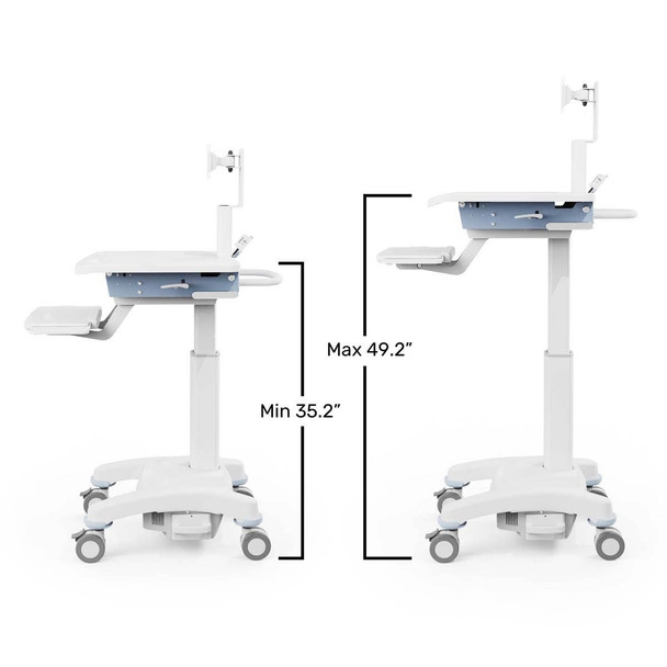 Luxor VitalPower Healthcare Workstation Cart Rolling Casters Locking Design with Locking Security