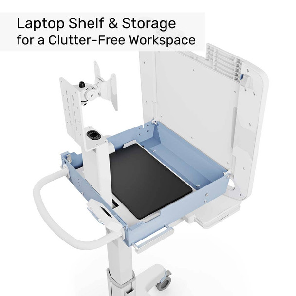 Luxor VitalPower Healthcare Workstation Cart Rolling Casters Locking Design with Locking Security