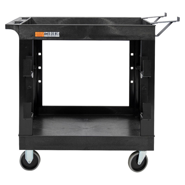 Luxor WORKLOAD ESSENTIAL Two-Shelf Industrial Utility Cart, 36.5" W x 24.5" D, Black with 2 Shelves