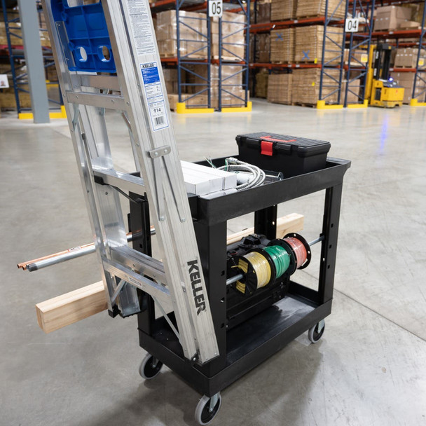 Luxor WORKLOAD ESSENTIAL Two-Shelf Industrial Utility Cart, 36.5" W x 24.5" D, Black with 2 Shelves