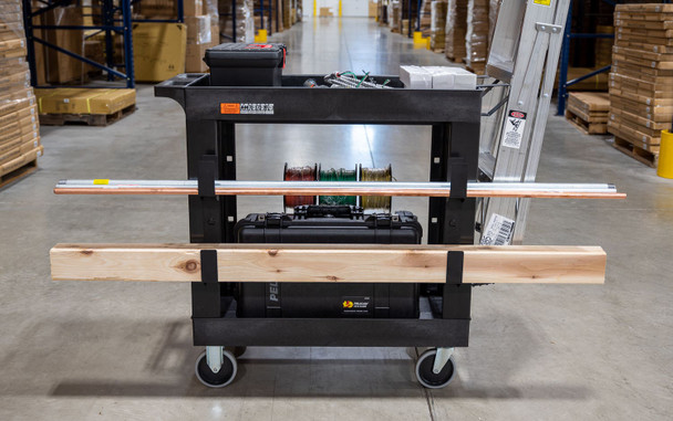 Luxor WORKLOAD ESSENTIAL Two-Shelf Industrial Utility Cart, 36.5" W x 24.5" D, Black with 2 Shelves