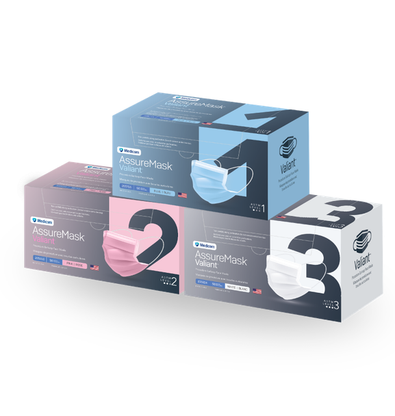AMD Ritmed AssureMask Valiant Procedure Earloop Face Masks – 12 Configurations – ASTM Levels 1, 2 and 3