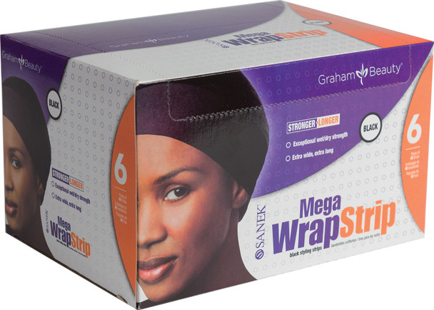 Graham Mega WrapStrip Styling Strips - Extra-Long Stretch Strips for Long and Thick Hair, Black and White