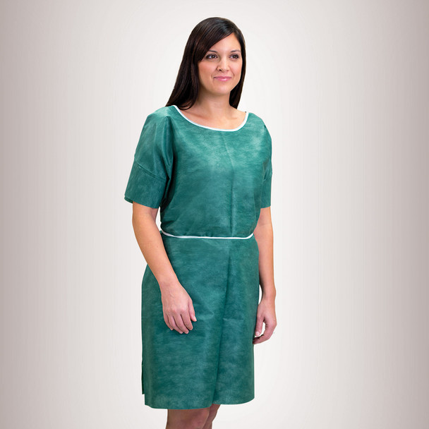 Graham Medical Nonwoven Exam Gowns - Premium Disposable Gowns with Sewn Shoulders, Ties and Snap Sleeves