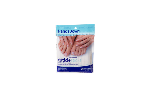 Graham HandsDown Cuticle Sticks - Wood Applicators in 4 Inch and 7 Inch Lengths for Nail Care