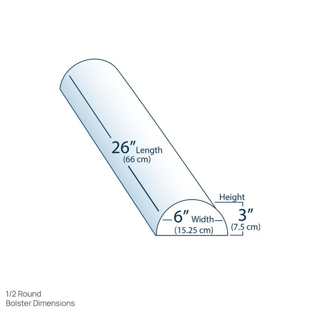 Earthlite Half Round Bolster - Flat-Based Foam Positioning Bolster with Zippered Comfort-Flex Case