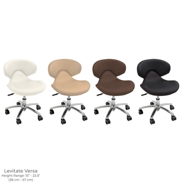 Earthlite Levitate Stool Series - Ergonomic Rolling Stool with Back Support in Three Height Ranges