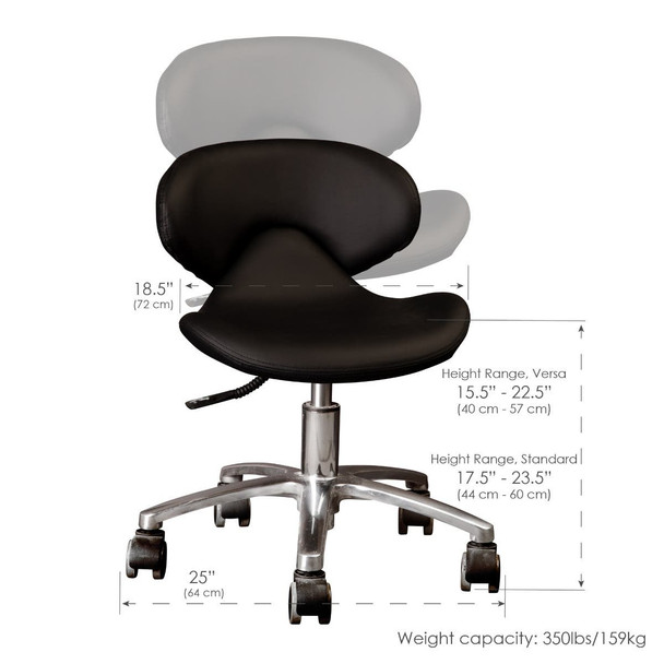 Earthlite Levitate Stool Series - Ergonomic Rolling Stool with Back Support in Three Height Ranges