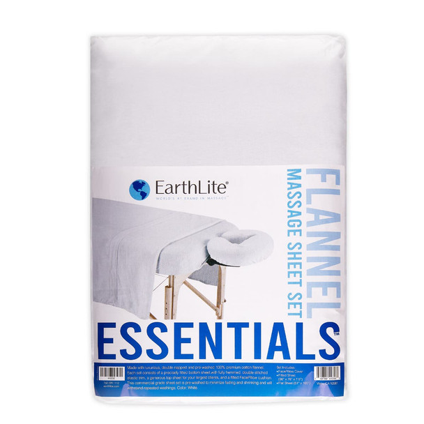 Earthlite ESSENTIALS Easy Care Cotton Flannel Sheet Set - Three-Piece Massage Table Sheet Set, Two Colors