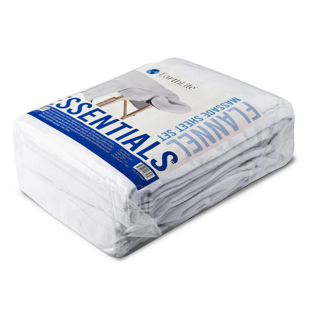 Earthlite ESSENTIALS Easy Care Cotton Flannel Sheet Set - Three-Piece Massage Table Sheet Set, Two Colors