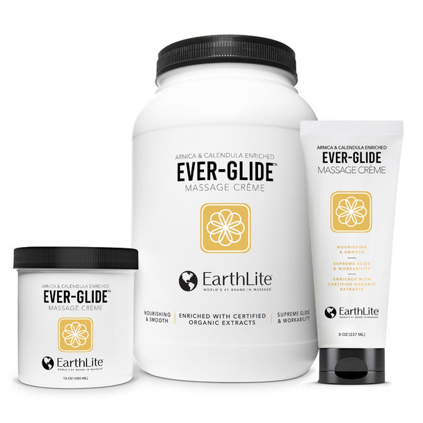 Earthlite Ever-Glide Massage Creme - Long-Glide Professional Massage Cream in 8 oz, 16 oz and Gallon Sizes