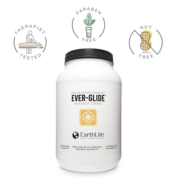 Earthlite Ever-Glide Massage Creme - Long-Glide Professional Massage Cream in 8 oz, 16 oz and Gallon Sizes