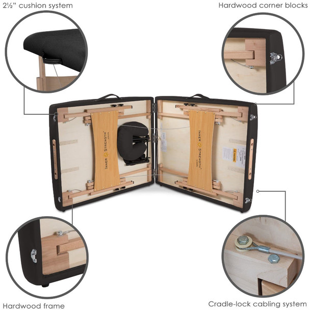 Inner Strength Element Portable Massage Table Package by Earthlite - Managed-Hardwood Table in Five Colors