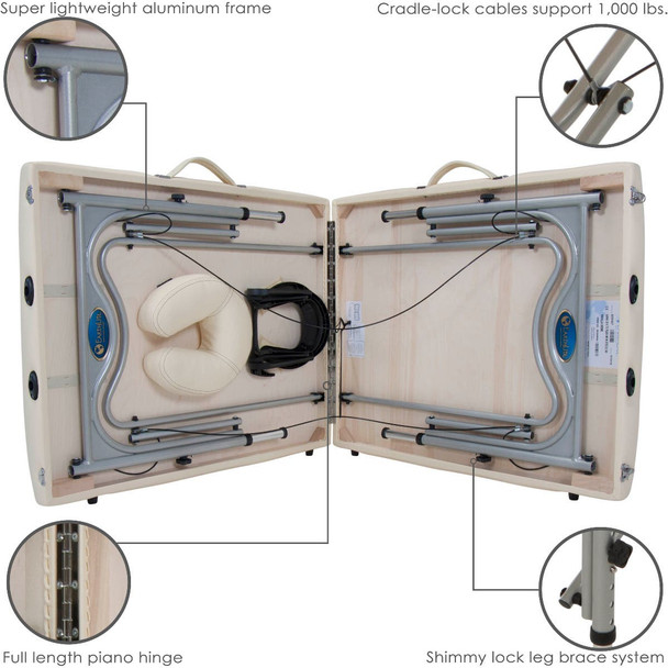 Earthlite Luna Portable Massage Table Package - Lightweight Aluminum-Frame Table Package in Three Colors
