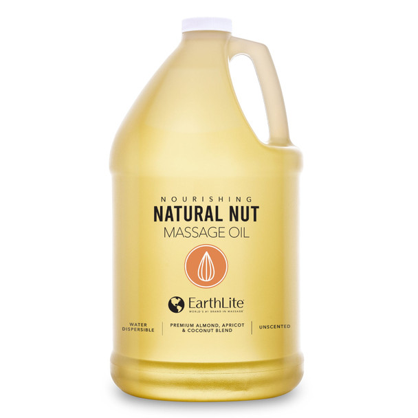Earthlite Natural Nut Massage Oil - Almond and Apricot Oil Blend in 8 Ounce and One Gallon Bottles