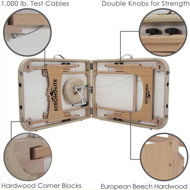 Stronglite Olympia Portable Massage Table Package by Earthlite - Beech Hardwood Table Package, Two Colors
