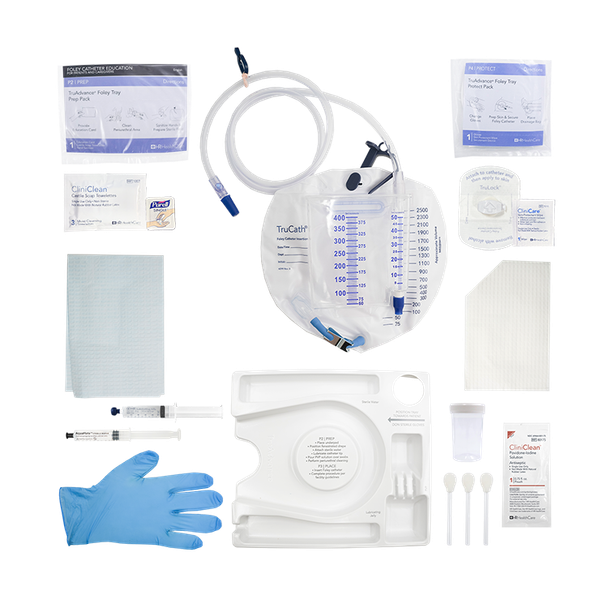 HR Healthcare TruAdvance Add-A-Catheter Foley Trays - Catheter-Free Trays with Bag or Urine Meter