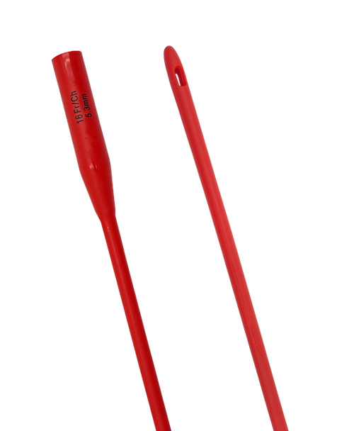 HR Healthcare TruCath Red Rubber Intermittent Urethral Catheters - Latex Catheters, 8 to 22 Fr, 16 Inch