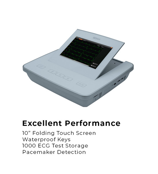 Edan SE-1202 Electrocardiograph – Auto Analyzing & Diagnostic Software, Built-In Rechargeable Lithium Battery
