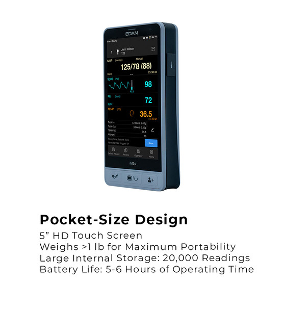 Edan iM3s Vital Signs Monitor – Handheld VSM, SPO2 and Exergen Temp, Professional Diagnostic Equipment