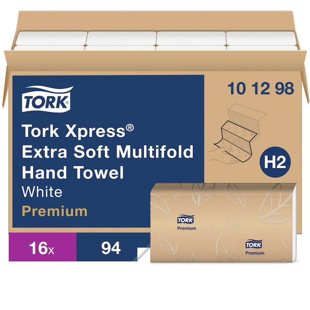 Tork Xpress Soft Multifold Hand Towel, 4 panel - 16 Packs per Case, 94 Sheets per Pack, Premium Quality
