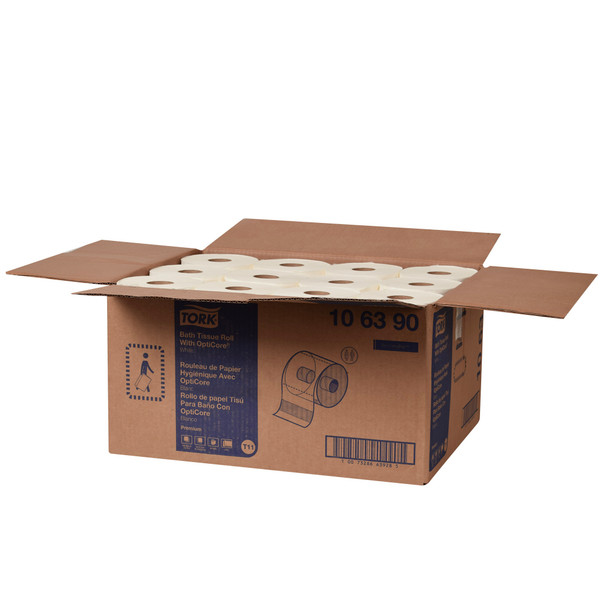 Tork Premium Bath Tissue Roll with OptiCore - 36 Rolls per Case, 800 Sheets per Roll, Premium Quality