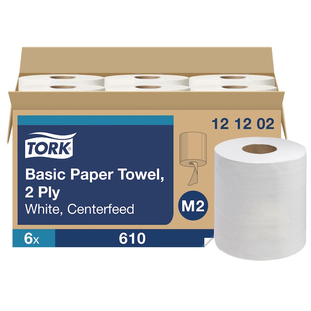 Tork Advanced Soft Centerfeed Hand Towel, 2-Ply, White - 6 Rolls per Case, 610 Sheets per Roll