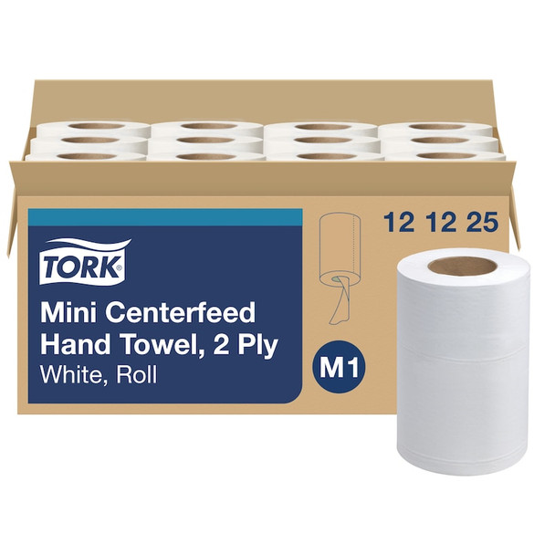 Tork Basic Mini Centerfeed Paper Towel White M1 - 12 Rolls per Case, 266 Sheets per Roll, Advanced Quality
