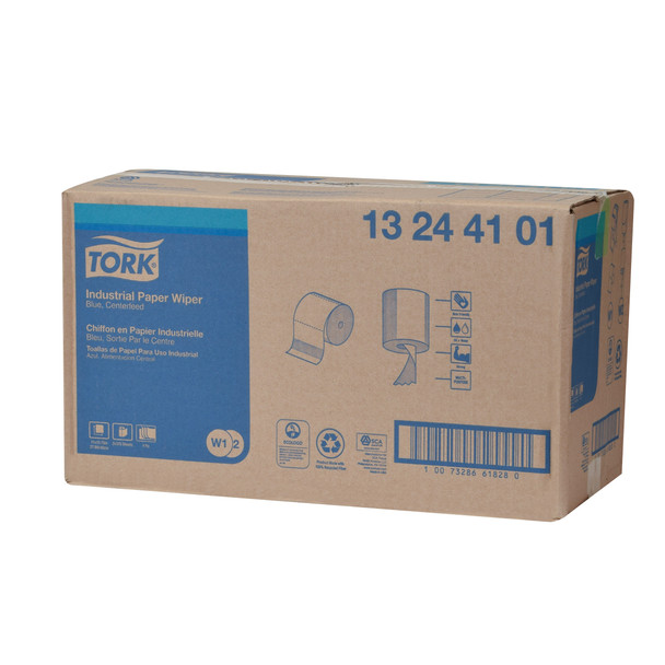 Tork Industrial Paper Wiper, Centerfeed - 2 Rolls per Case, 375 Sheets per Roll, Wipers combi roll system