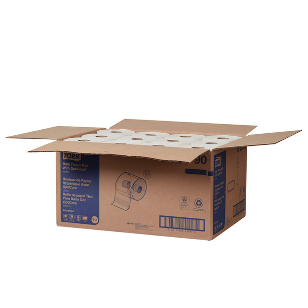 Tork Advanced Bath Tissue Roll with OptiCore - 36 Rolls per Case, 865 Sheets per Roll, Advanced Quality