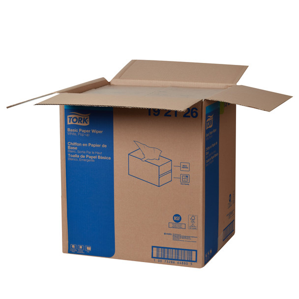 Tork Basic Paper Wiper, Pop-Up Box - 24 Boxes per Case, 250 Sheets per Box, White, 1-Ply, Genuine Tork