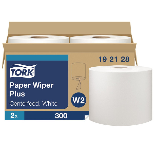 Tork Paper Wiper Plus White W2 - 2 Boxes per Case, 300 Sheets per Box, Wipers combi roll system