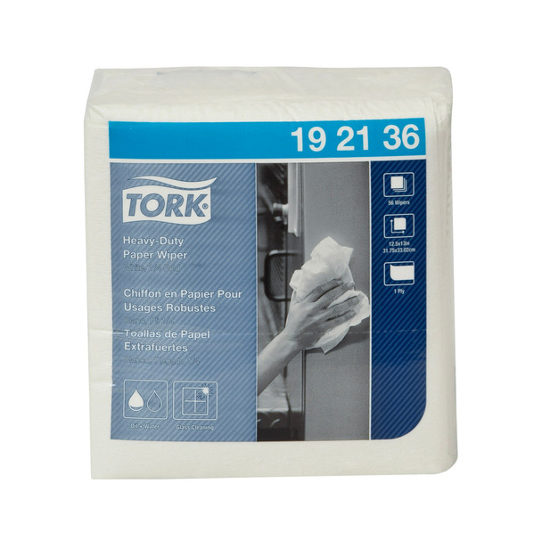 Tork Heavy-Duty Industrial Paper Wiper White - 16 Packs per Case, 56 Sheets per Pack, Advanced Quality