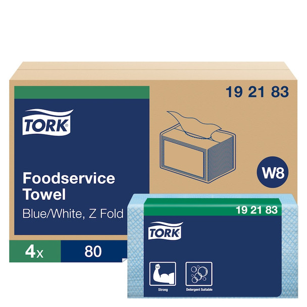 Tork Foodservice Cleaning Towel, Z Fold - 4 Packs per Case, 80 Sheets per Pack, Wipers small pack