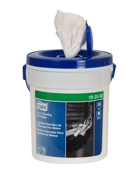 Tork Hand Cleaning Wet Wipe Bucket - 4 Buckets per Case, 58 Sheets per Bucket, White, Genuine Tork