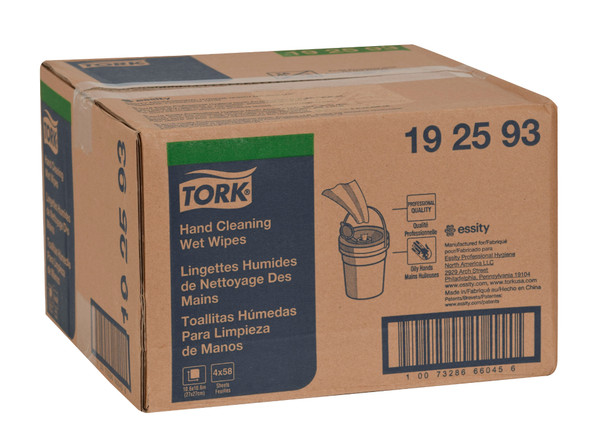 Tork Hand Cleaning Wet Wipe Bucket - 4 Buckets per Case, 58 Sheets per Bucket, White, Genuine Tork