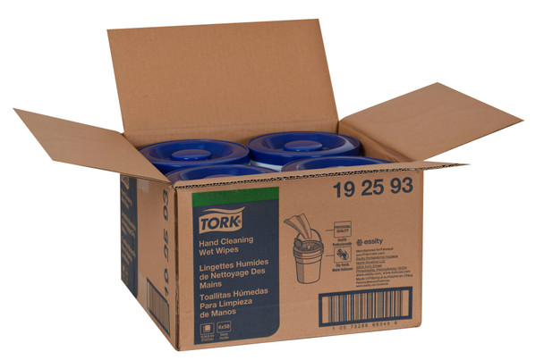 Tork Hand Cleaning Wet Wipe Bucket - 4 Buckets per Case, 58 Sheets per Bucket, White, Genuine Tork