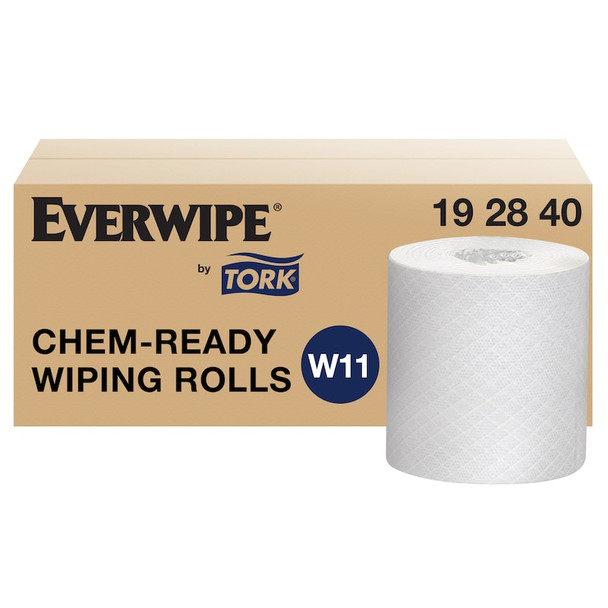 Everwipe by Tork Chem-Ready Wiping Rolls - 6 Rolls per Case, White, 1-Ply, Genuine Tork, by Essity