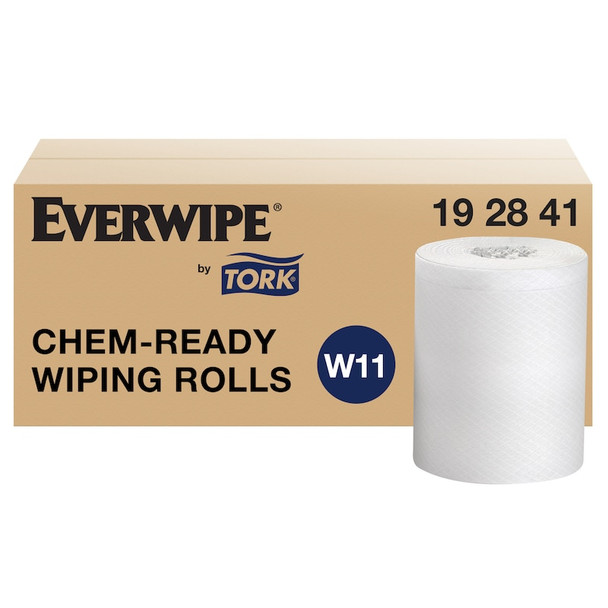Everwipe by Tork Chem-Ready Wiping Rolls - 6 Rolls per Case, White, 1-Ply, Genuine Tork, by Essity, 90 ft Roll