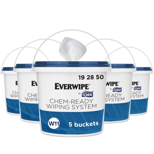 Everwipe by Tork Chem-Ready Buckets - 5 per Case, Other dispenser Design, Plastic, White, Genuine Tork